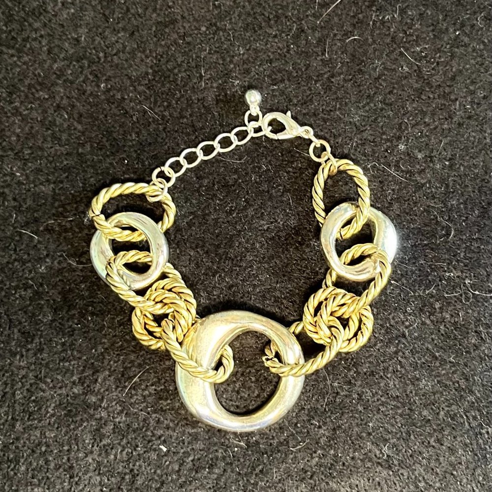 Gold/Silver Tone ‘Chunky’ Bracelet Adjusts 6” to 8”*